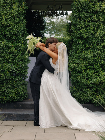 Embellished Corset A-Line Wedding Dress with Train