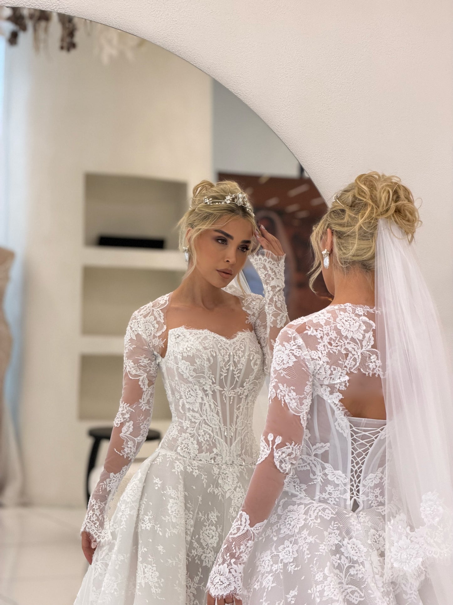 Lace Long Sleeve Ball Gown Wedding Dress