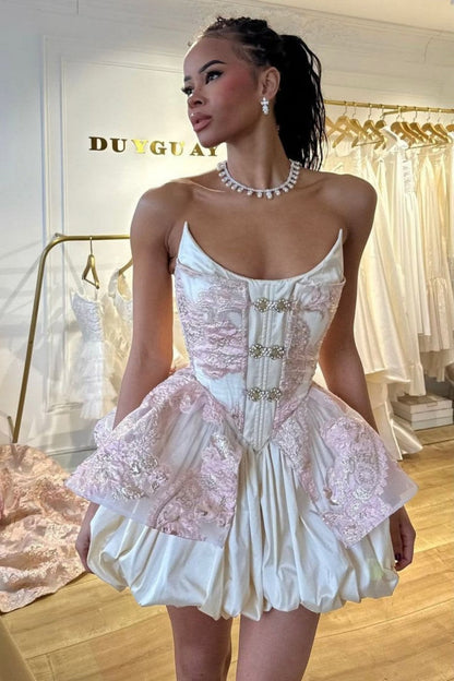 Strapless Corset Bubble Mini Dress