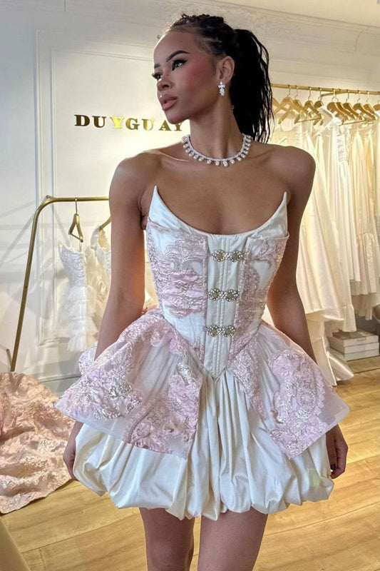 Strapless Corset Bubble Mini Dress