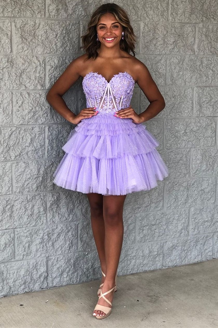 Tiered Tulle Strapless Corset Mini Dress