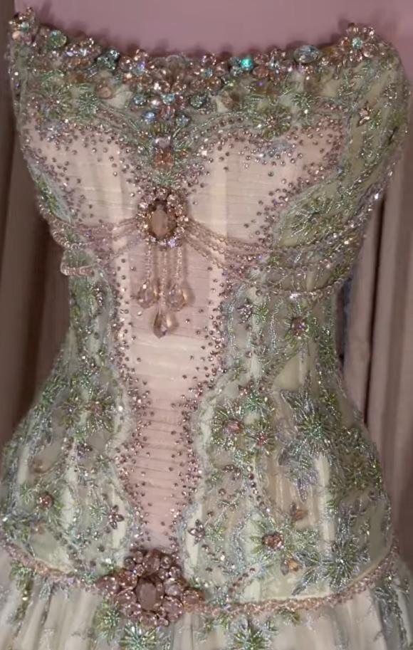 Strapless Corset Embroidered Ball Gown