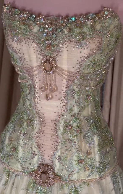 Strapless Corset Embroidered Ball Gown