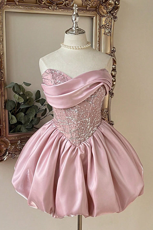 Strapless Sequin Corset Bubble Skirt Mini Dress