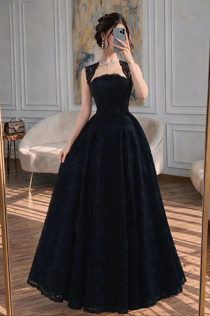 Floral Lace Ball Gown with Scalloped Neckline