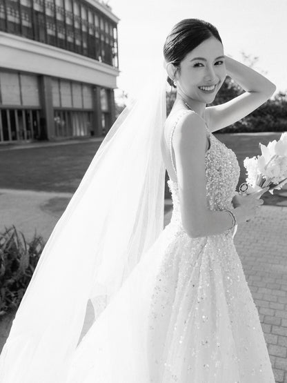 Beaded A-Line Wedding Gown with Sweetheart Neckline