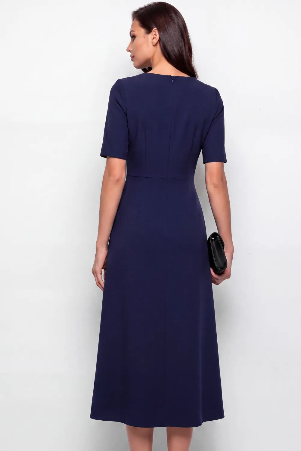 Lace Inset Scoop Neck Midi A-Line Dress