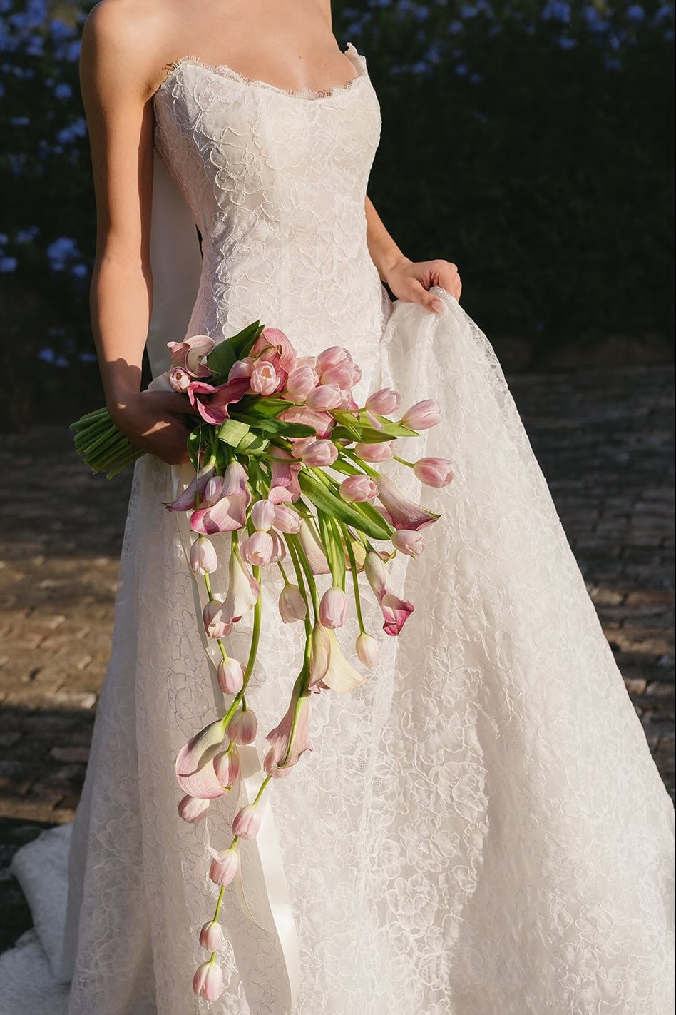 Lace Strapless Scoop Neck A-Line Wedding Dress