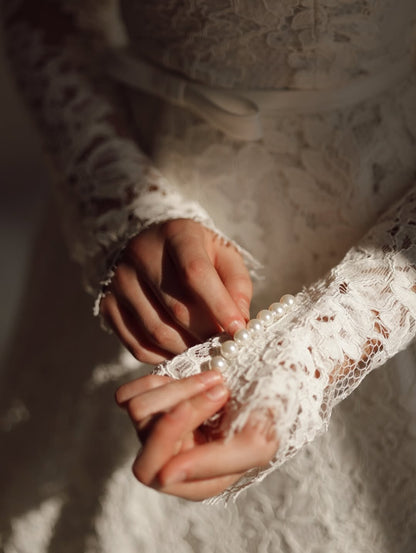 High Neck Lace A-Line Wedding Dress