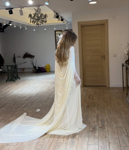 Strapless Corset Wedding Dress with Draped Skirt