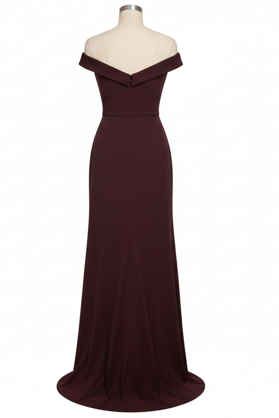 Off-the-Shoulder Deep V-Neck Maxi Column Dress