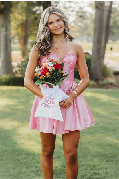 Strapless Corset Satin A-Line Homecoming Dress