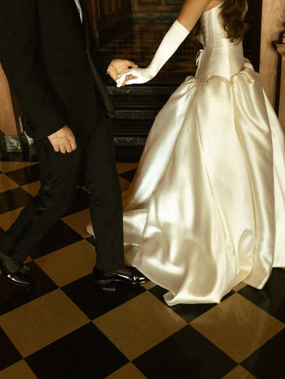 Strapless Satin A-Line Wedding Dress with Train