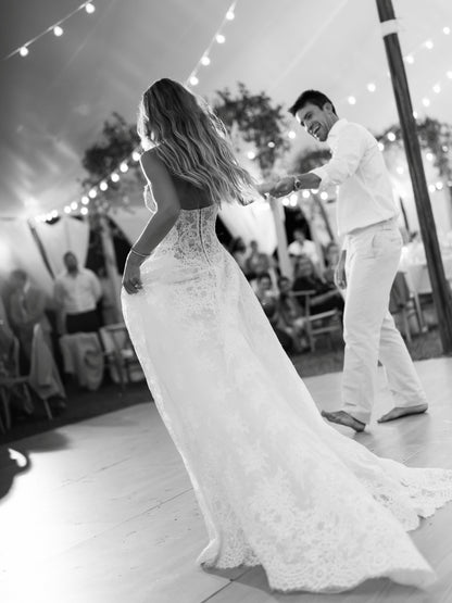 Strapless Lace A-Line Wedding Dress with Train