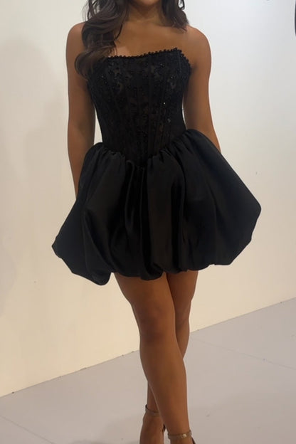 Strapless Corset Bubble Skirt Mini Dress