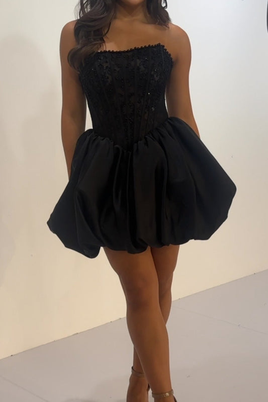 Strapless Corset Bubble Skirt Mini Dress