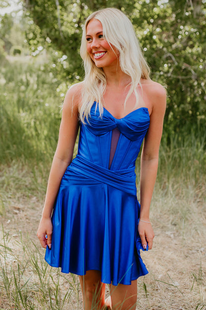 Strapless Corset Fit & Flare Mini Dress