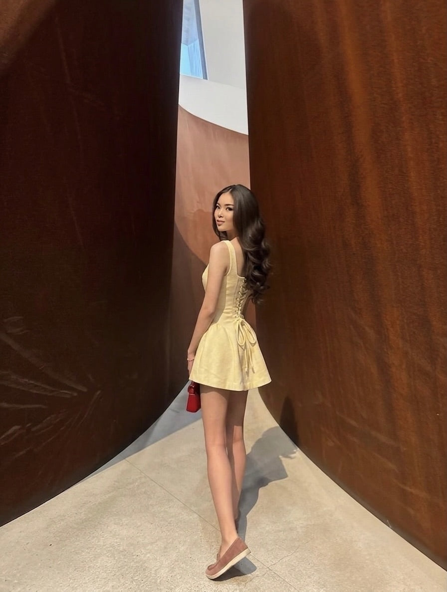 Corset Back Sleeveless A-Line Mini Dress