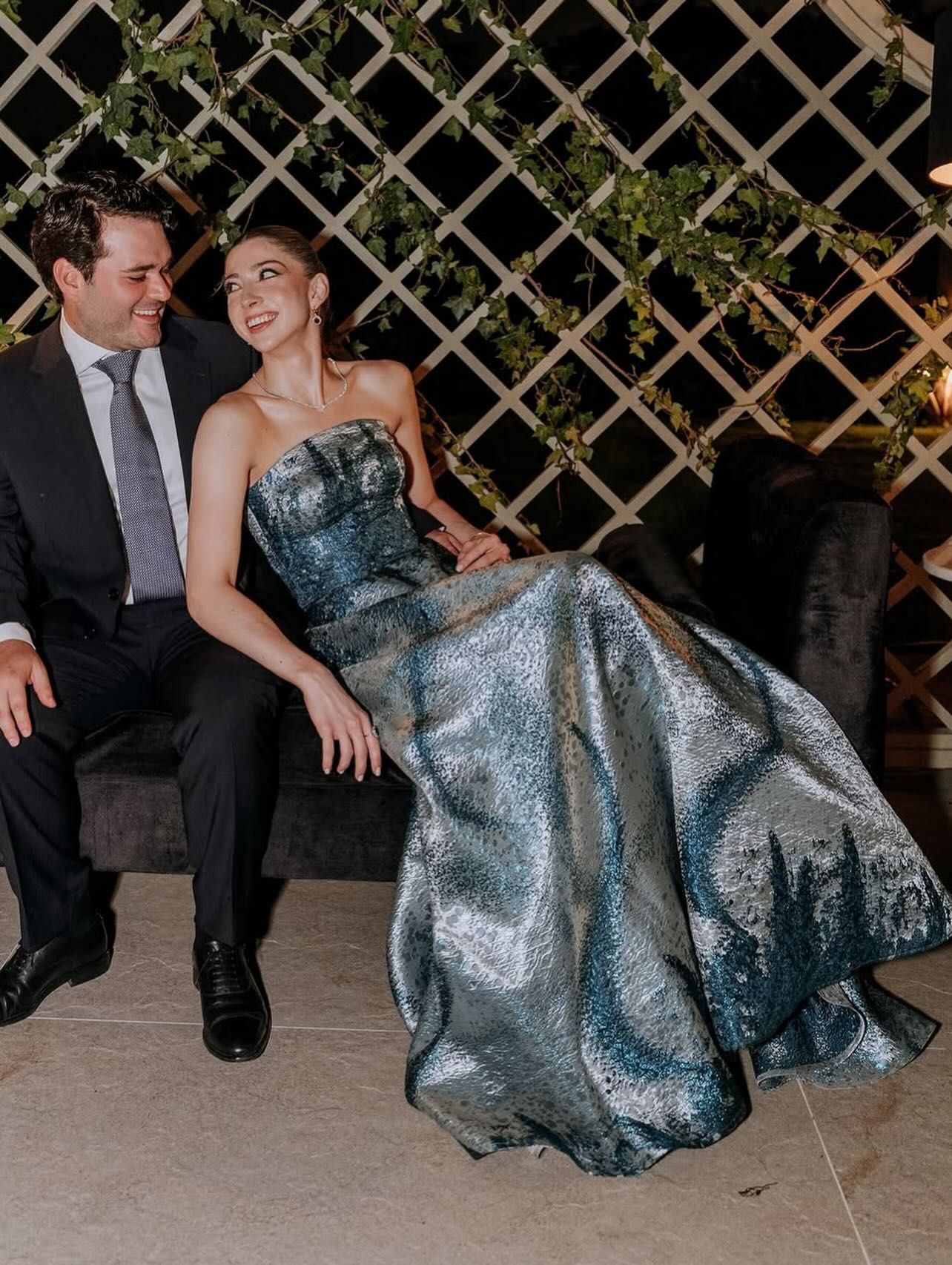 Strapless Jacquard Pattern A-Line Evening Gown