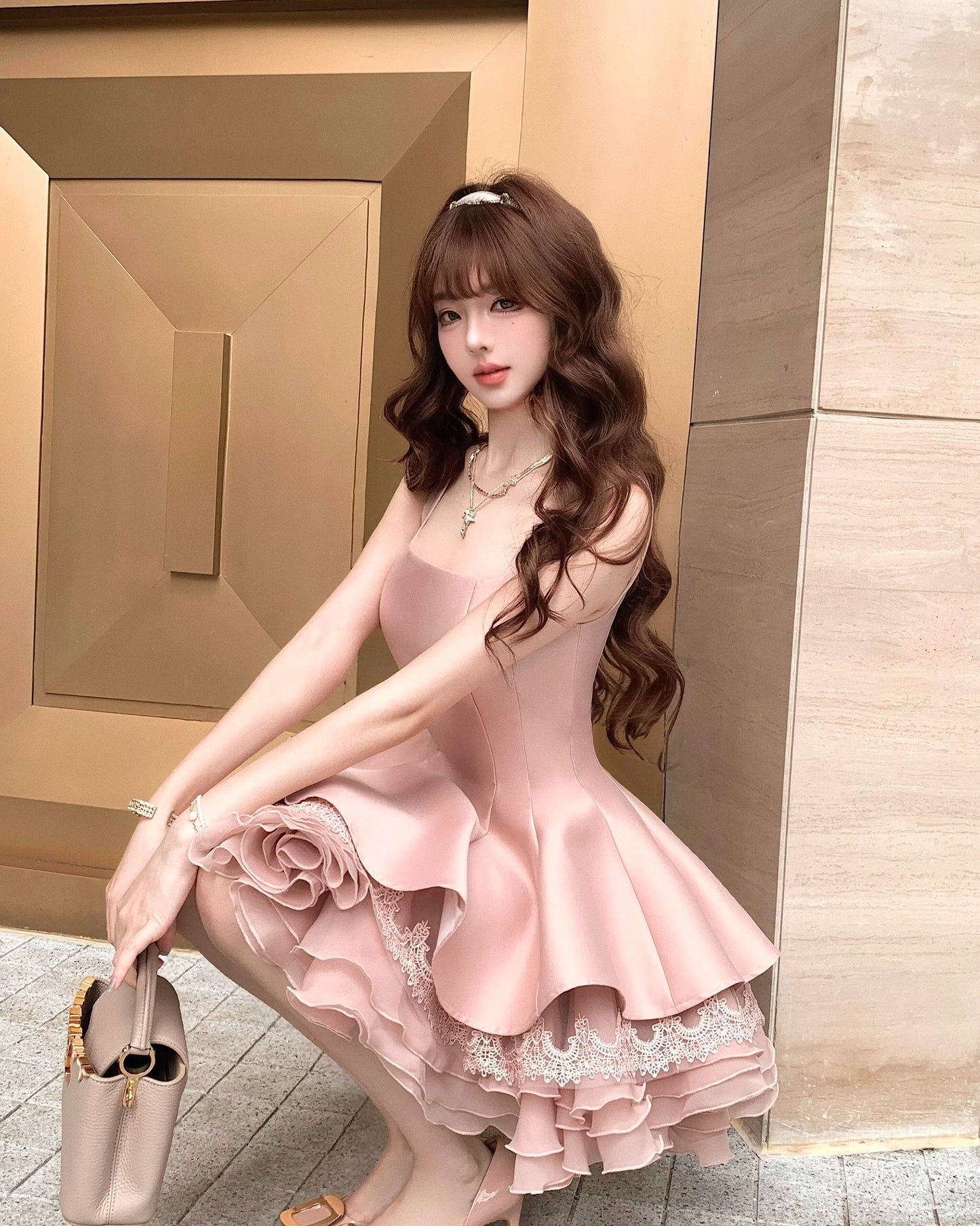 Spaghetti Strap Tiered Ruffle Princess Mini Dress