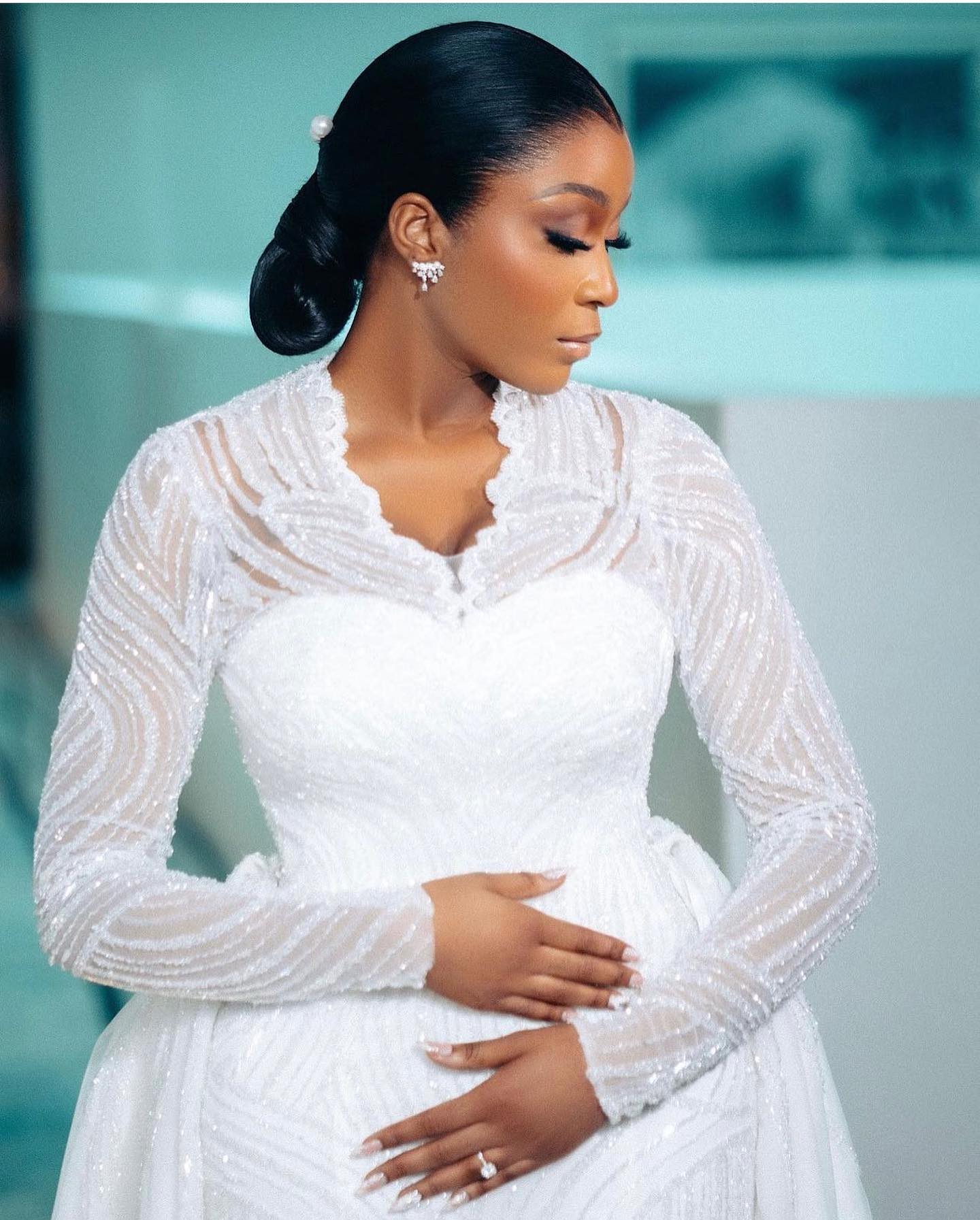 Illusion High Neck Mermaid Wedding Dress with Long Sleeves