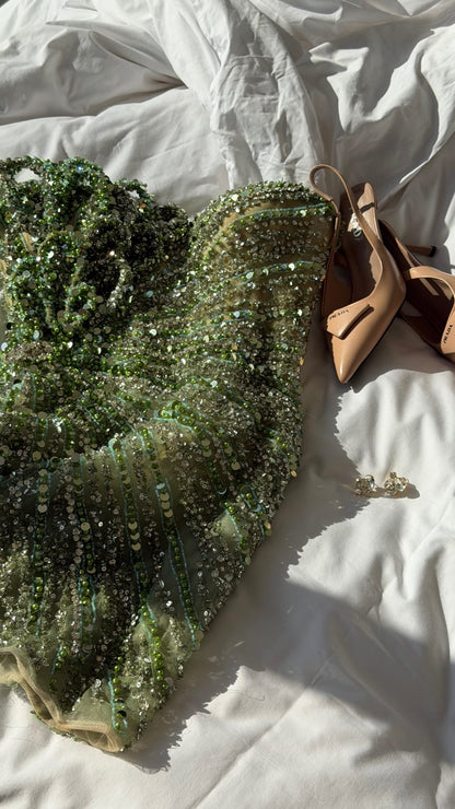 Strapless Sequin Embellished Mini Dress