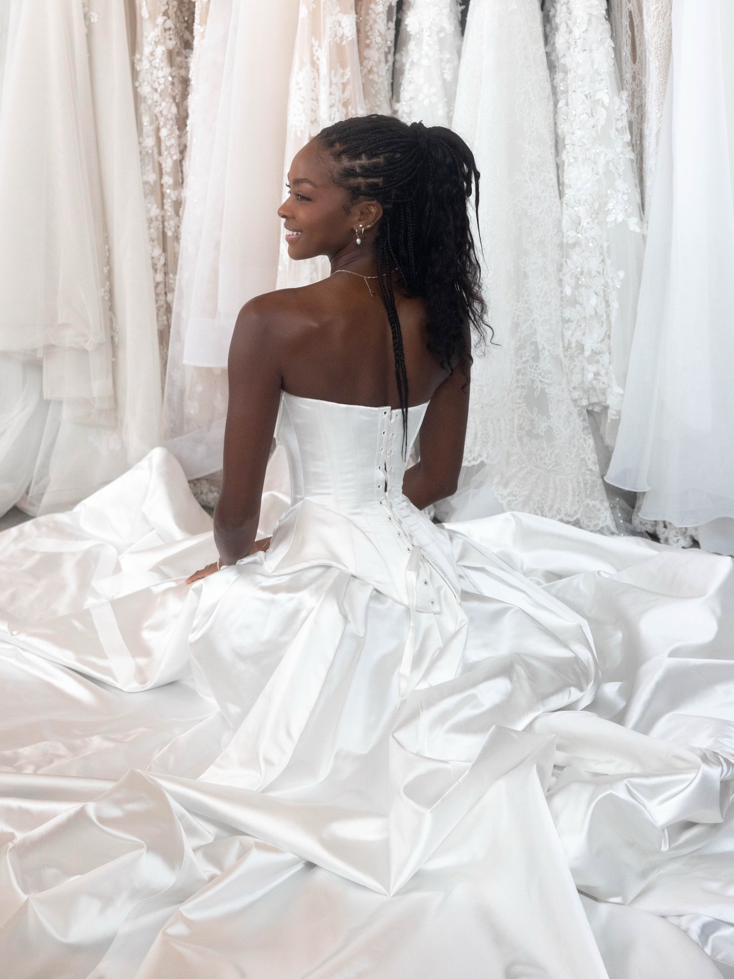 Strapless Corset Satin Ball Gown Wedding Dress