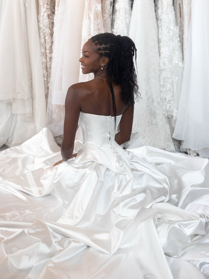 Strapless Corset Satin Ball Gown Wedding Dress