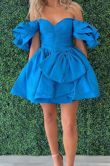 Sweetheart Off-the-Shoulder Mini Dress with Bow