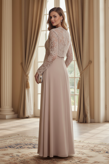Strapless Ruched A-Line Gown with Lace Jacket