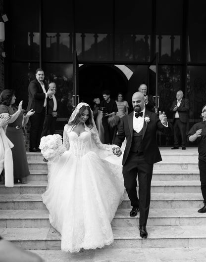 Lace Ball Gown Wedding Dress with Long Sleeves