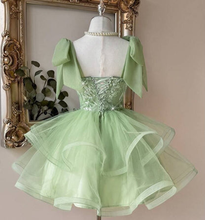 Sweetheart Lace Corset Tiered Tulle Homecoming Dress