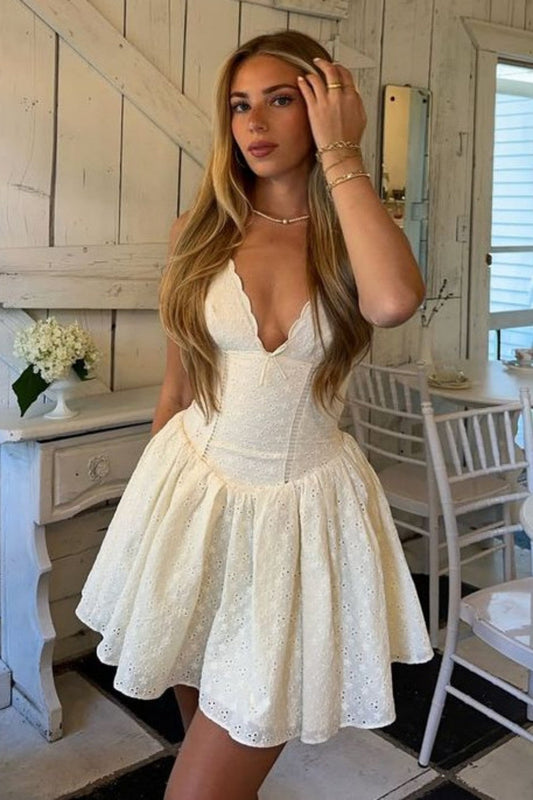 Eyelet Lace Corset Mini Dress
