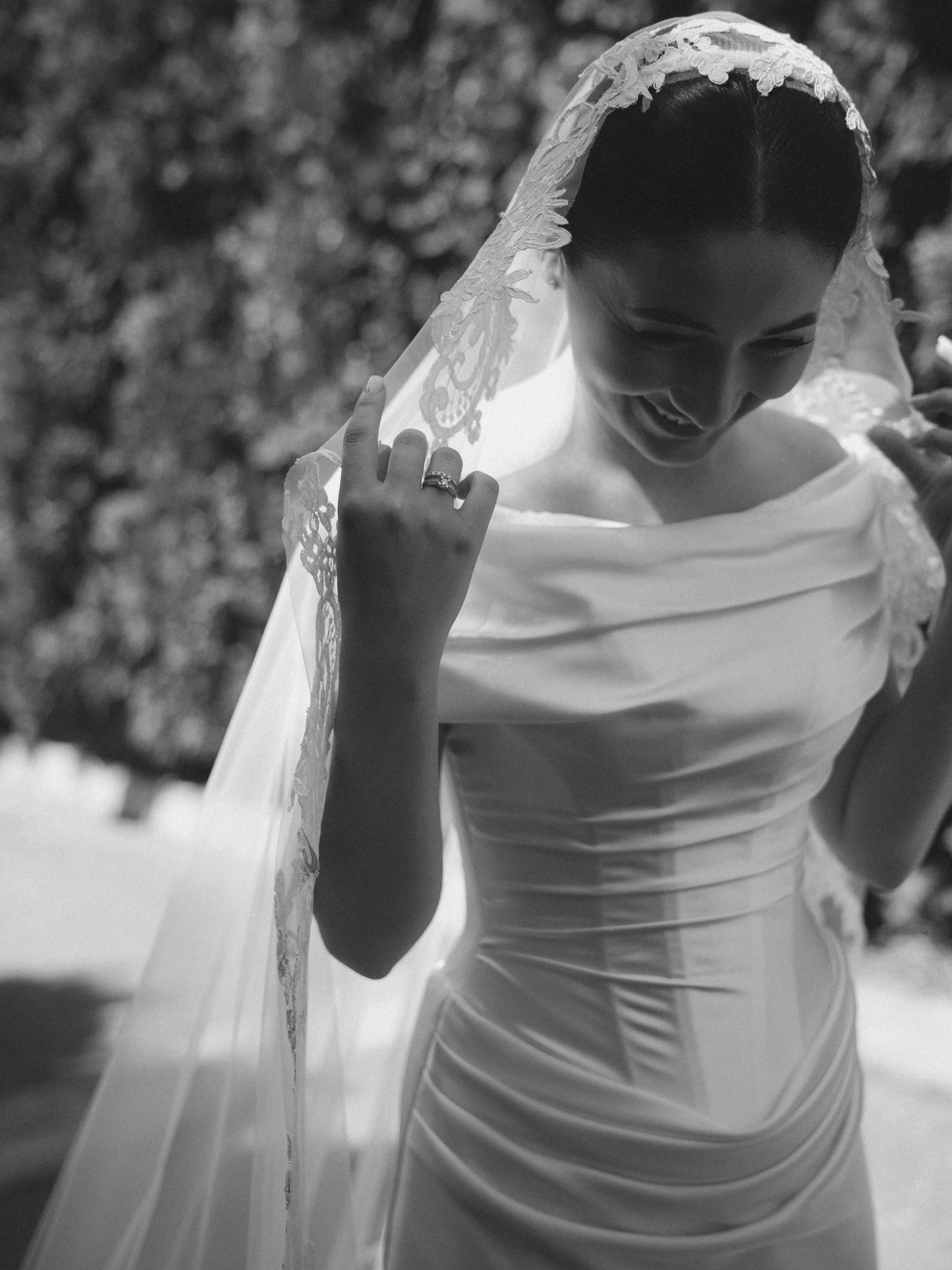 Off-the-Shoulder Satin Wedding Dress