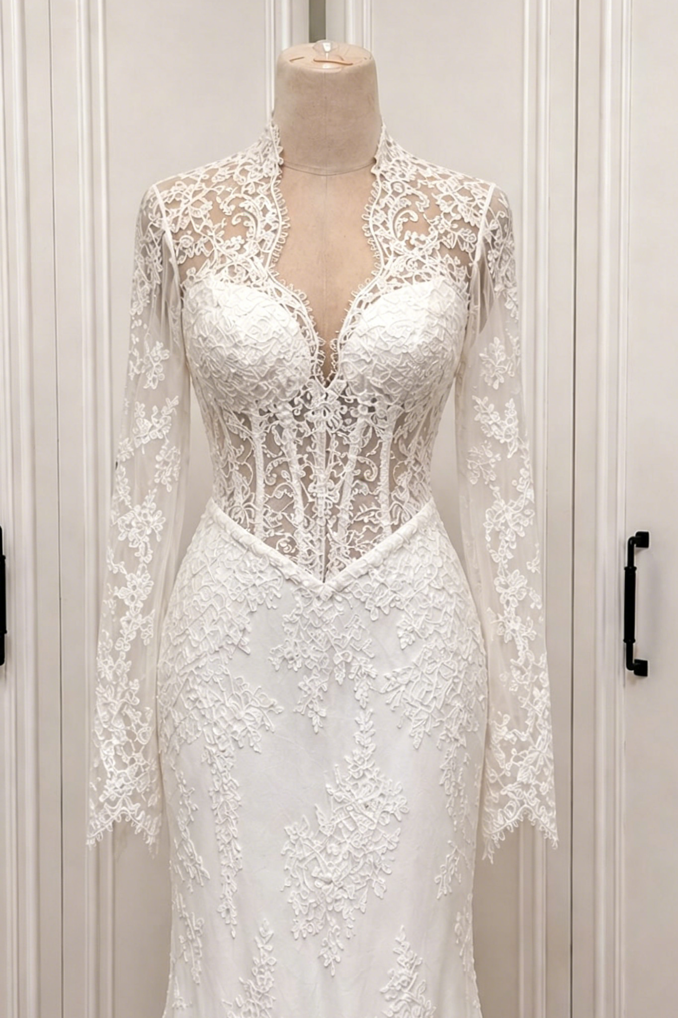 Illusion Sleeve Lace Mermaid Bridal Gown