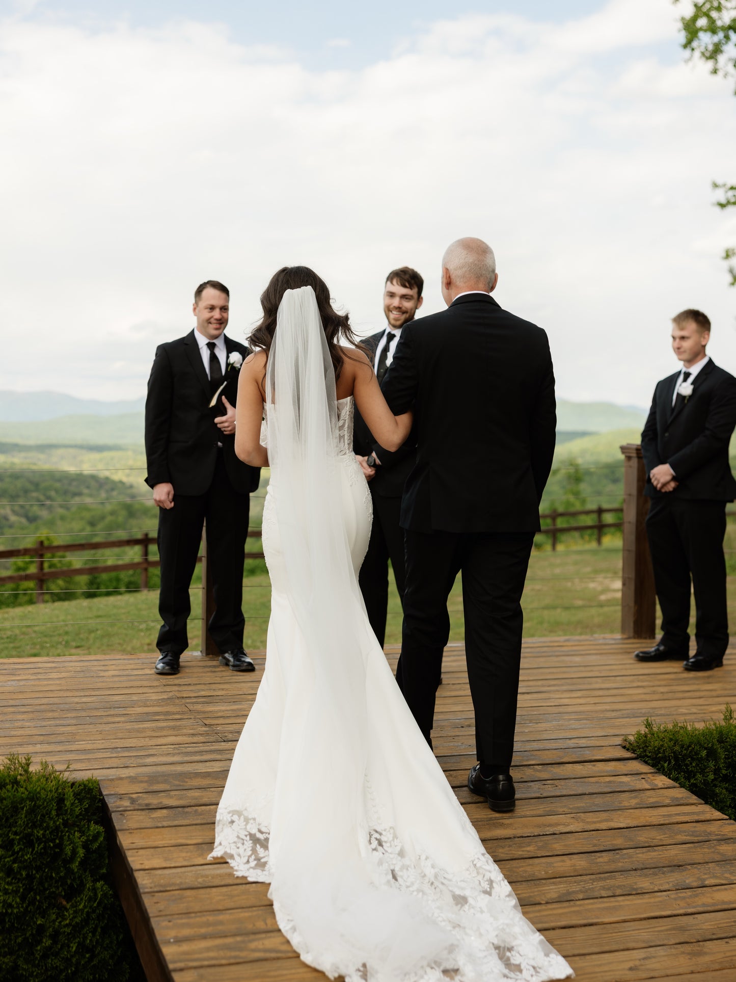 Strapless Sheath Wedding Gown with Lace Overskirt Train