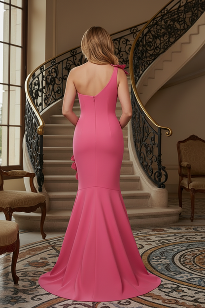 One-Shoulder Mermaid Gown with 3D Floral Details