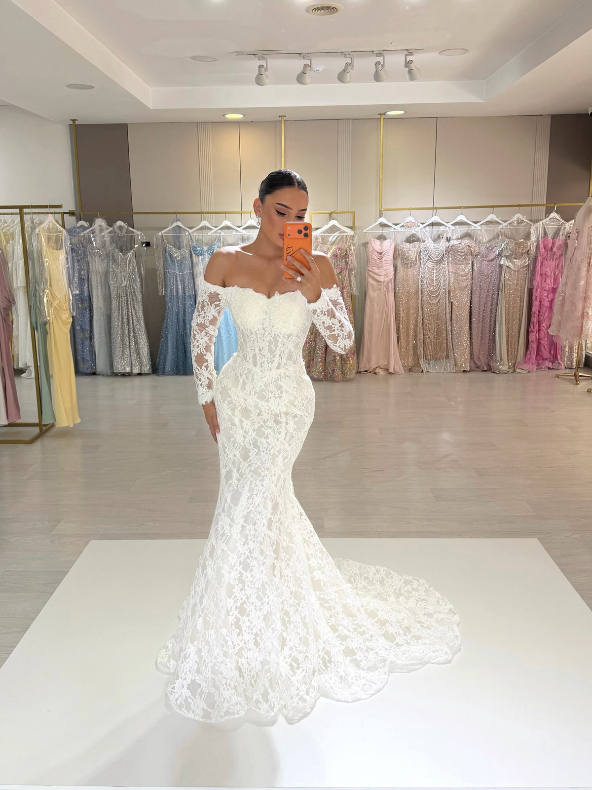 Lace Off-the-Shoulder Mermaid Wedding Dress