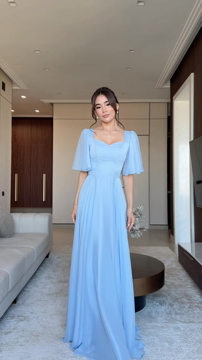 Flutter Sleeve Sweetheart Maxi Gown