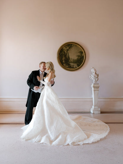 Strapless Lace Corset Ball Gown Wedding Dress