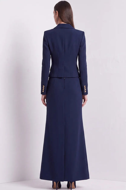 Two-Piece Blazer and Maxi Skirt Suit Set