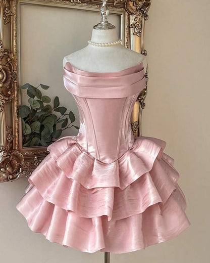 Off-the-Shoulder Corset Tiered Ruffle Mini Dress