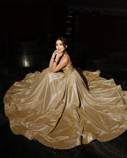 Glitter Ball Gown with Sweetheart Corset Bodice