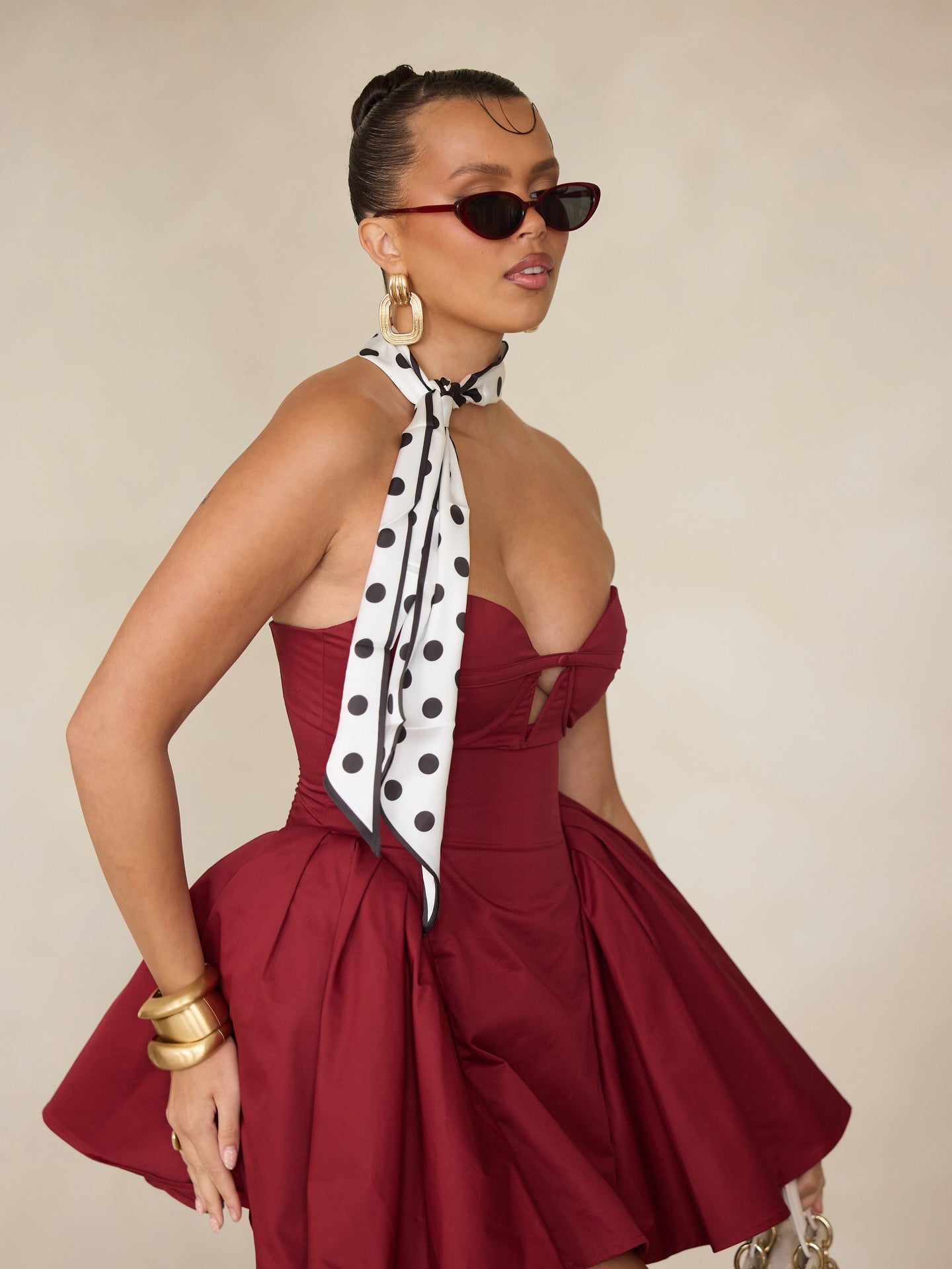 Strapless Sweetheart Cut-Out Pleated Mini Dress