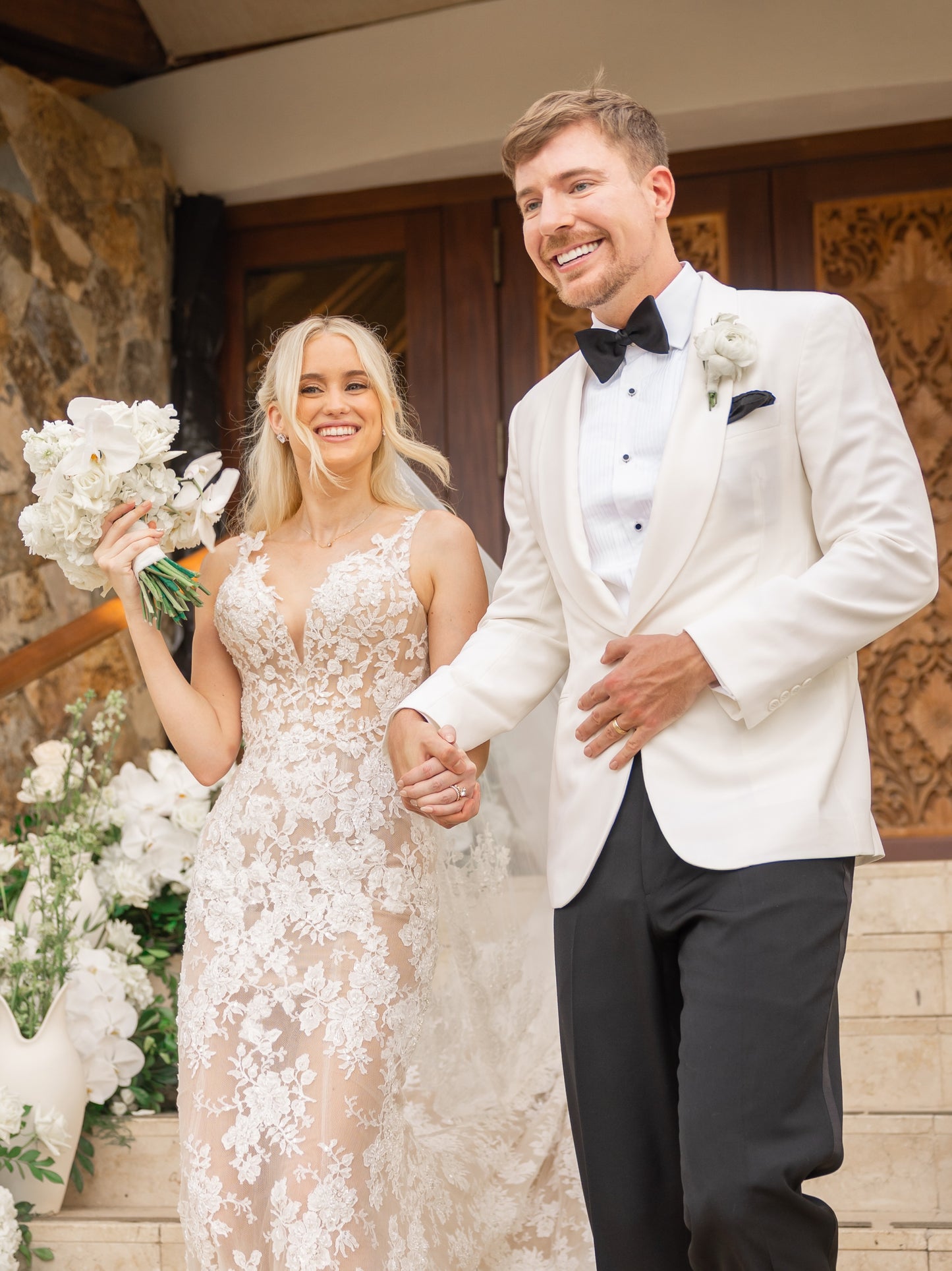 Floral Lace Wedding Dress with Illusion Mesh Bodice