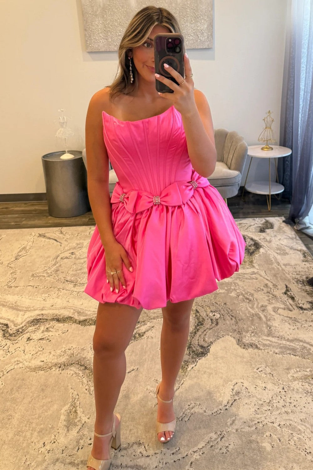 Strapless Corset Bubble Hem Mini Dress