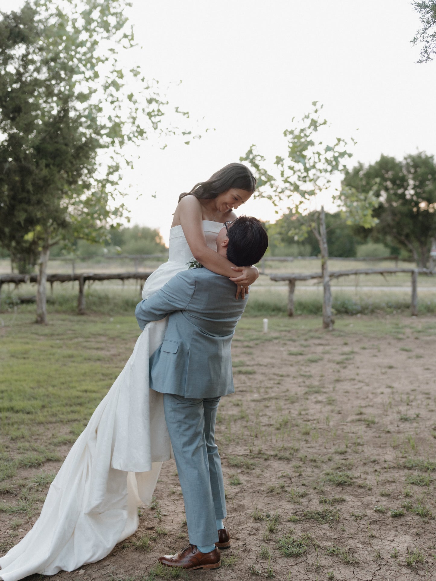 Off-the-Shoulder A-Line Wedding Gown with Fitted Bodice
