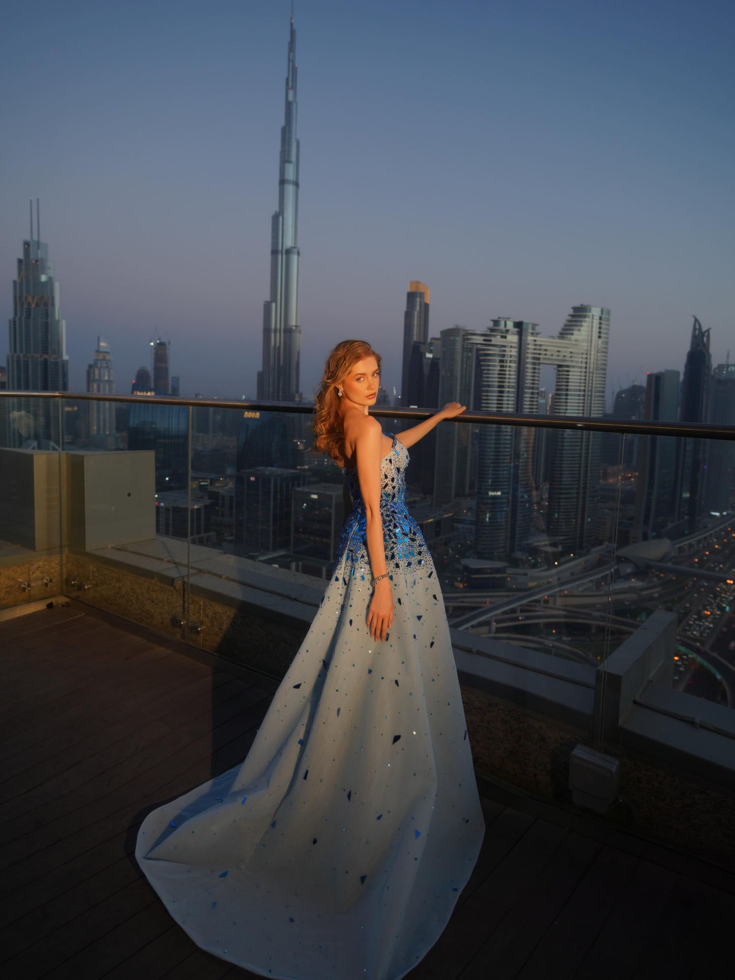 Strapless Crystal Embellished A-Line Evening Gown