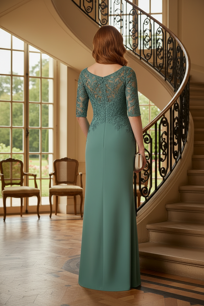 Embroidered Lace Mermaid Evening Gown