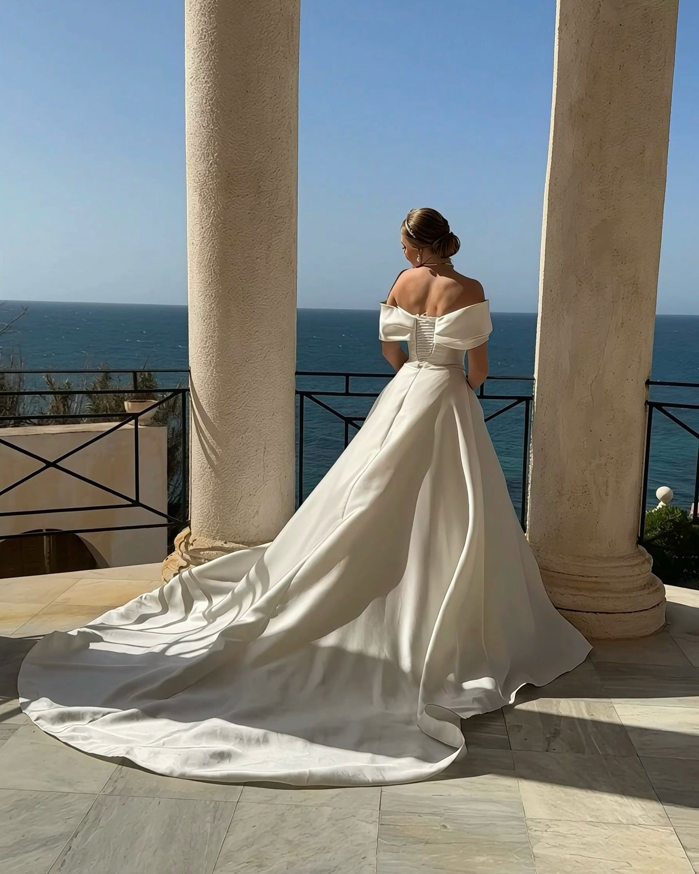Off-the-Shoulder Satin A-Line Wedding Dress